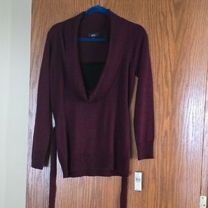 AGB Deep Burgundy Cowl Neck Sweater